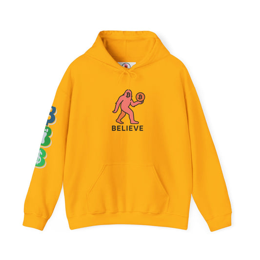 Bigfoot Believes in Bitcoin Hoodie – Bold Crypto Streetwear” Unisex Heavy Blend™ Hooded Sweatshirt - Cozy Cool Vibes